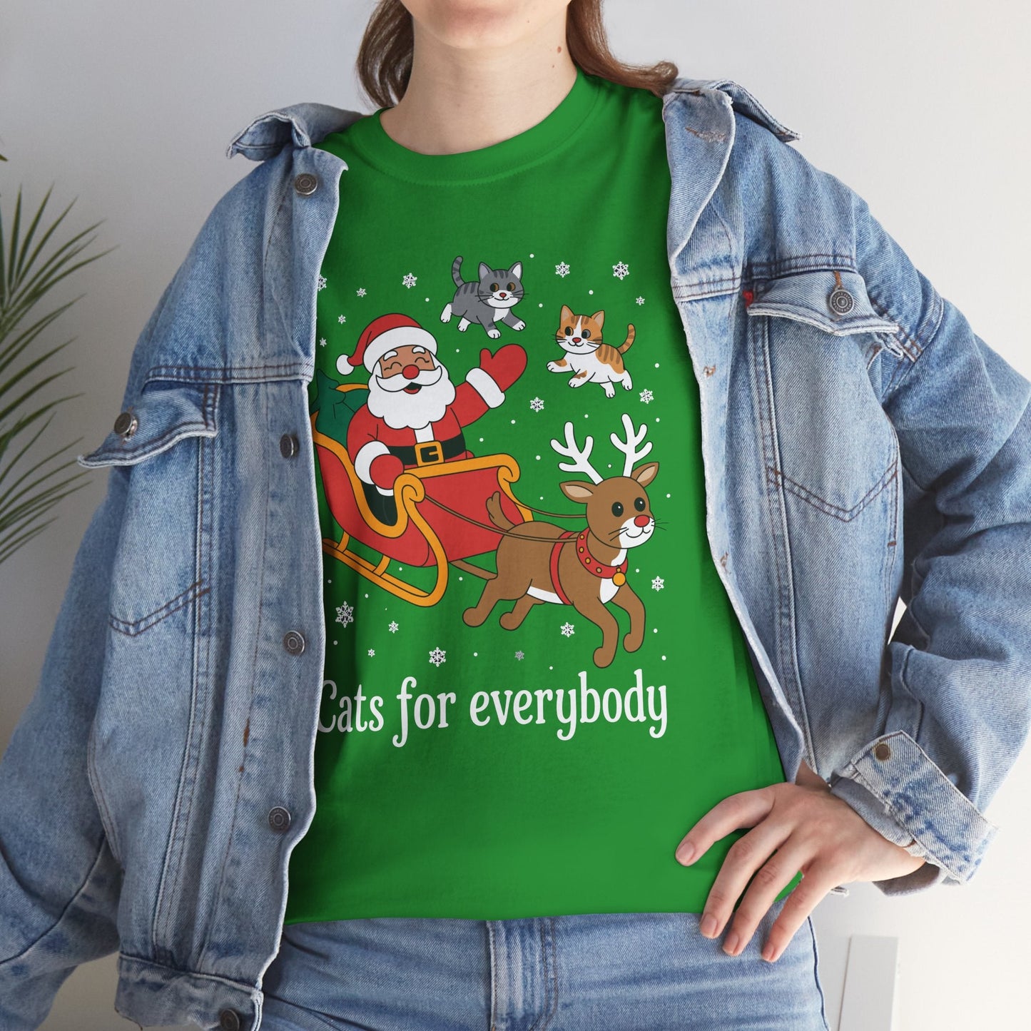 Cats For Everybody Christmas Cat Funny Xmas Women Santa T-Shirt