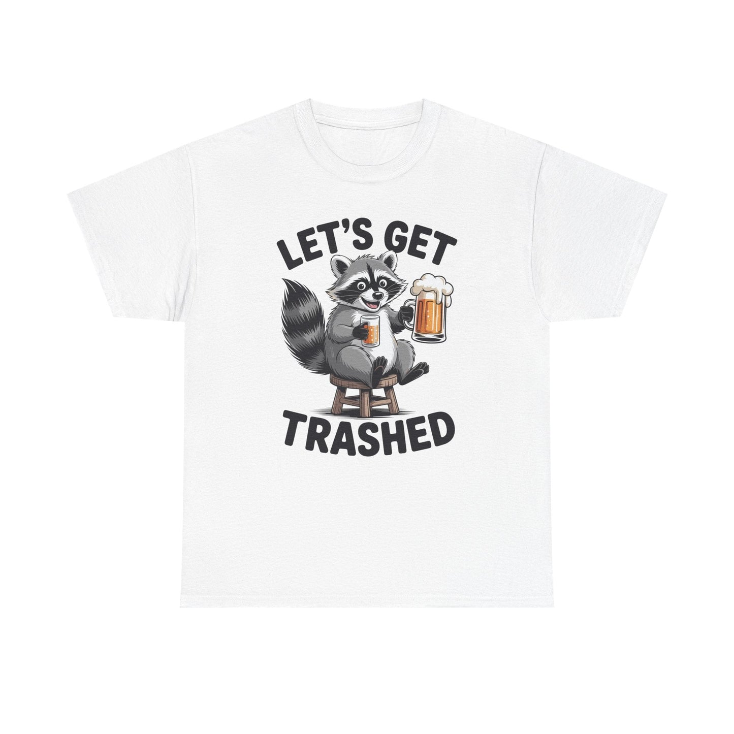 Funny Let's Get Trashed Raccoon Meme Humor Beer Drinking T-Shirt