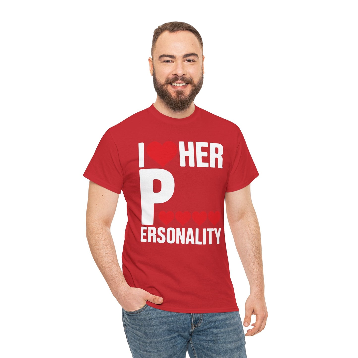 Funny Valentine's Day Couple Matching I Love Her Personality T-Shirt