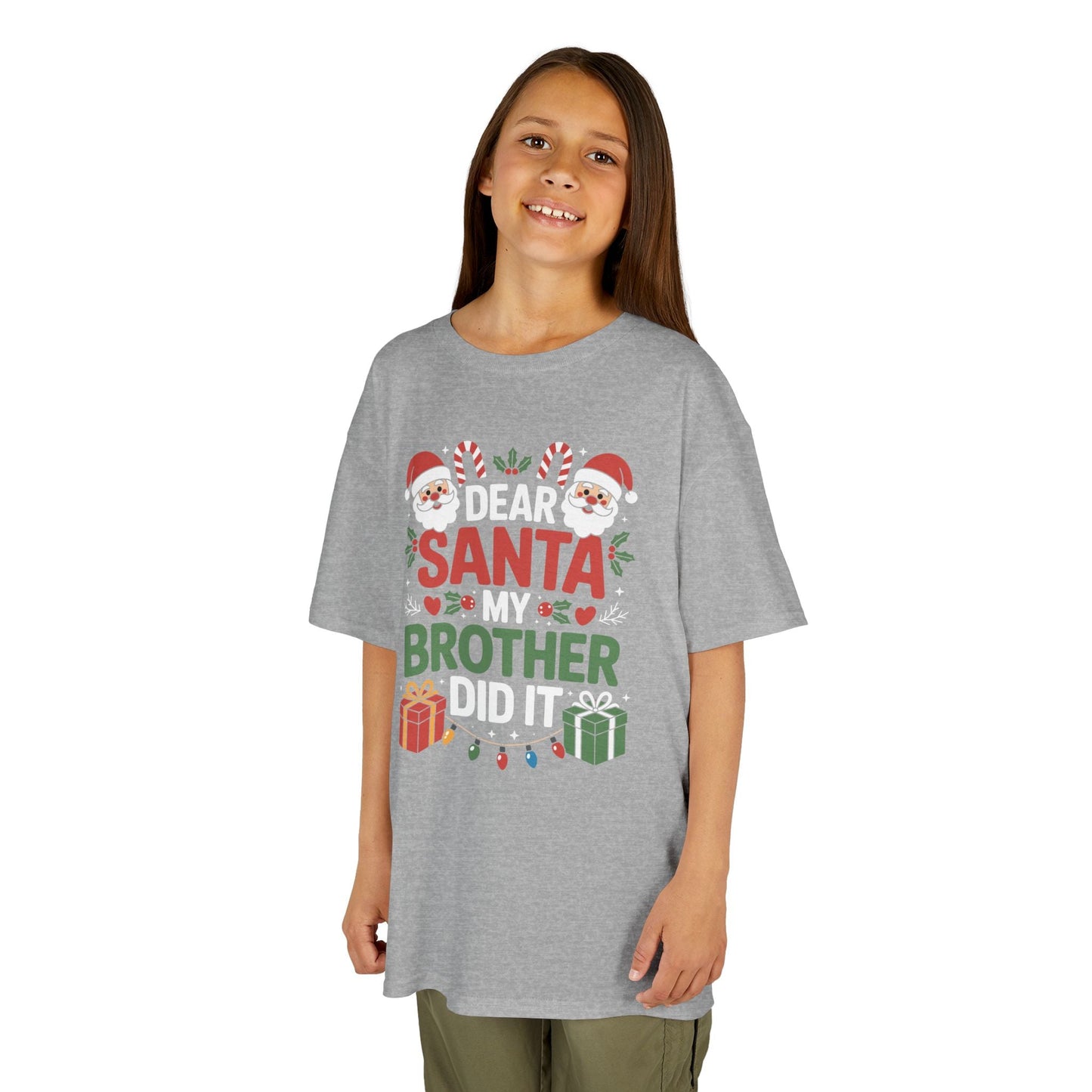 Dear Santa My Brother Did It Funny Christmas Boys Girls Kids T-Shirt