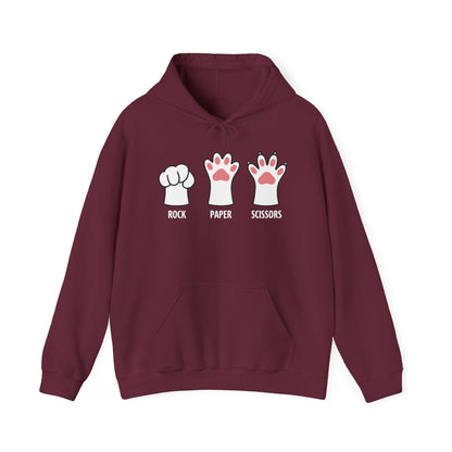 Funny  Introvert Cat Animal Rescue Rock Paper Scissors Cute Paw Cat Hoodie