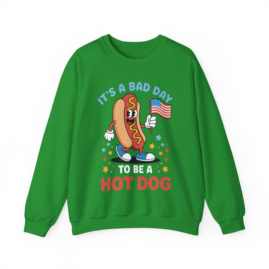 Its A Bad Day To Be A Hot Dog Funny meme HotDog usa flag Men Women Sweatshirt