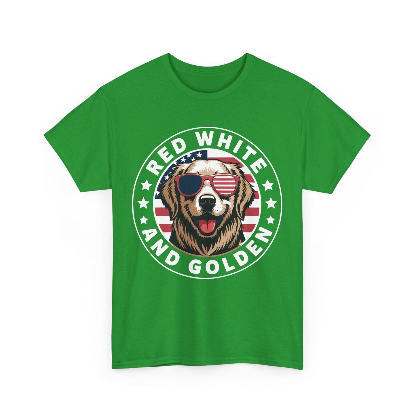 Red White Golden Retriever American Flag 4th of July Gift T-Shirt
