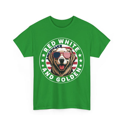 Red White Golden Retriever American Flag 4th of July Gift T-Shirt