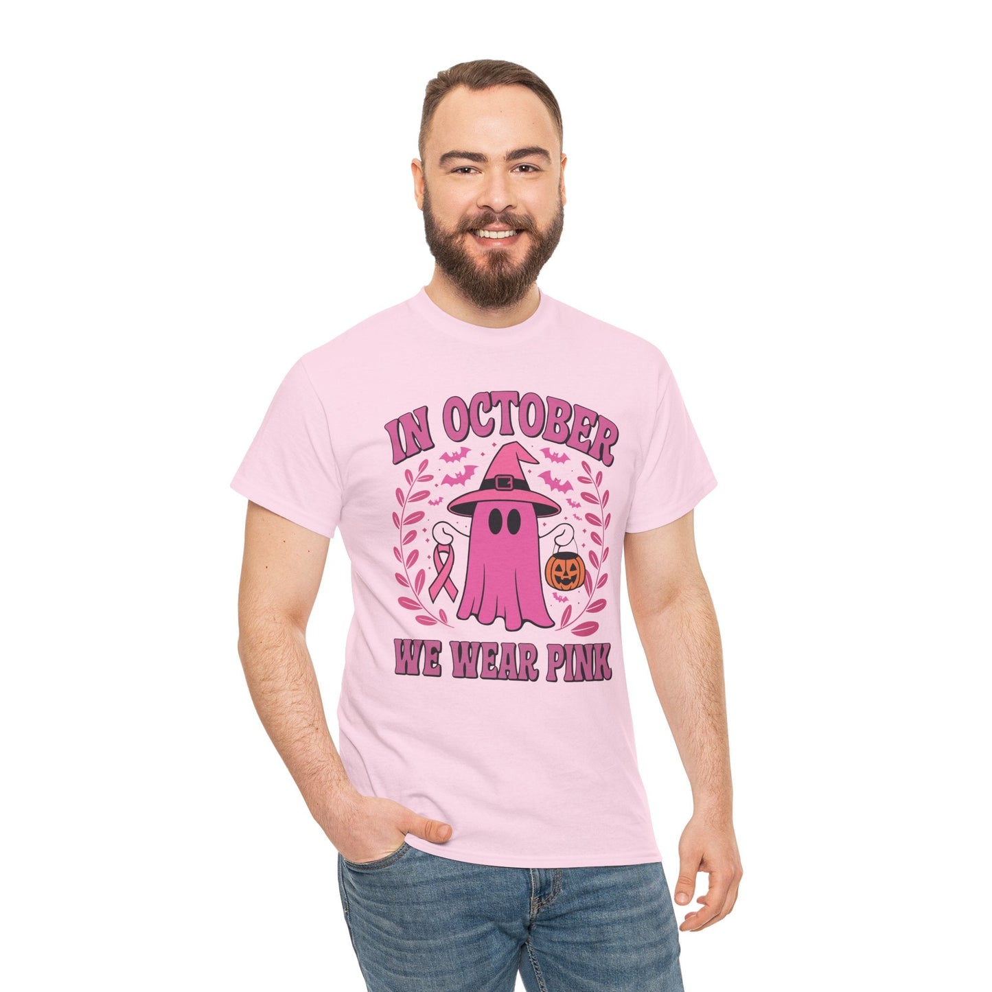 In October We Wear Pink Breast Cancer Awareness Halloween T-Shirt