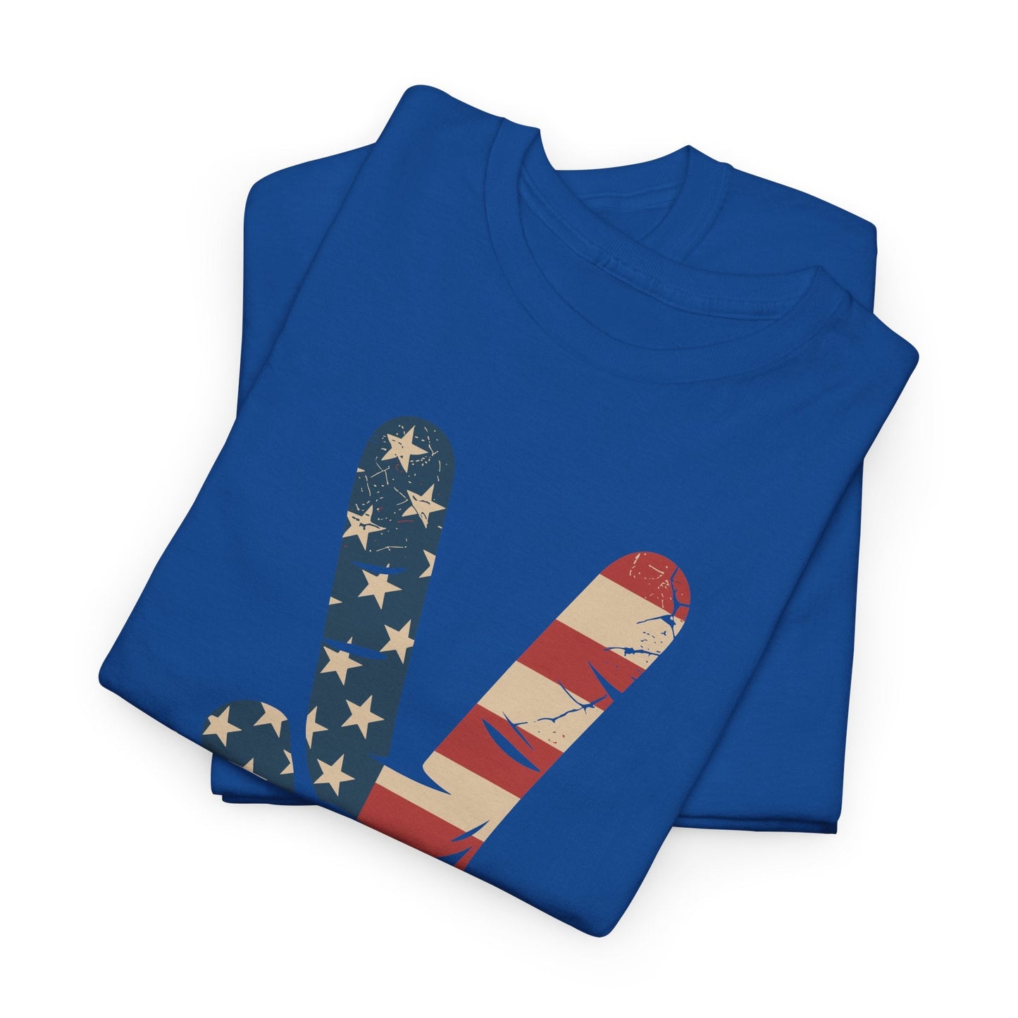 USA Flag Peace Sign Hand 4th of July Patriotic Men Boys T-Shirt