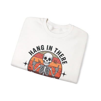 Hang In There It Gets Worse Sarcastic skeleton Flames Sweatshirt