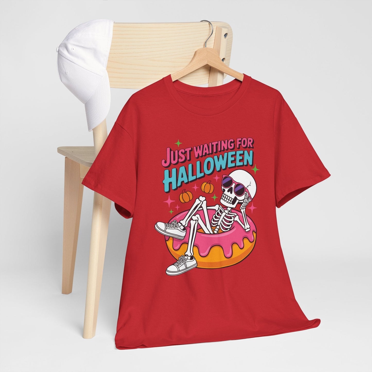 Just Waiting For Halloween Skeleton Donut Summerween Vibes T-Shirt