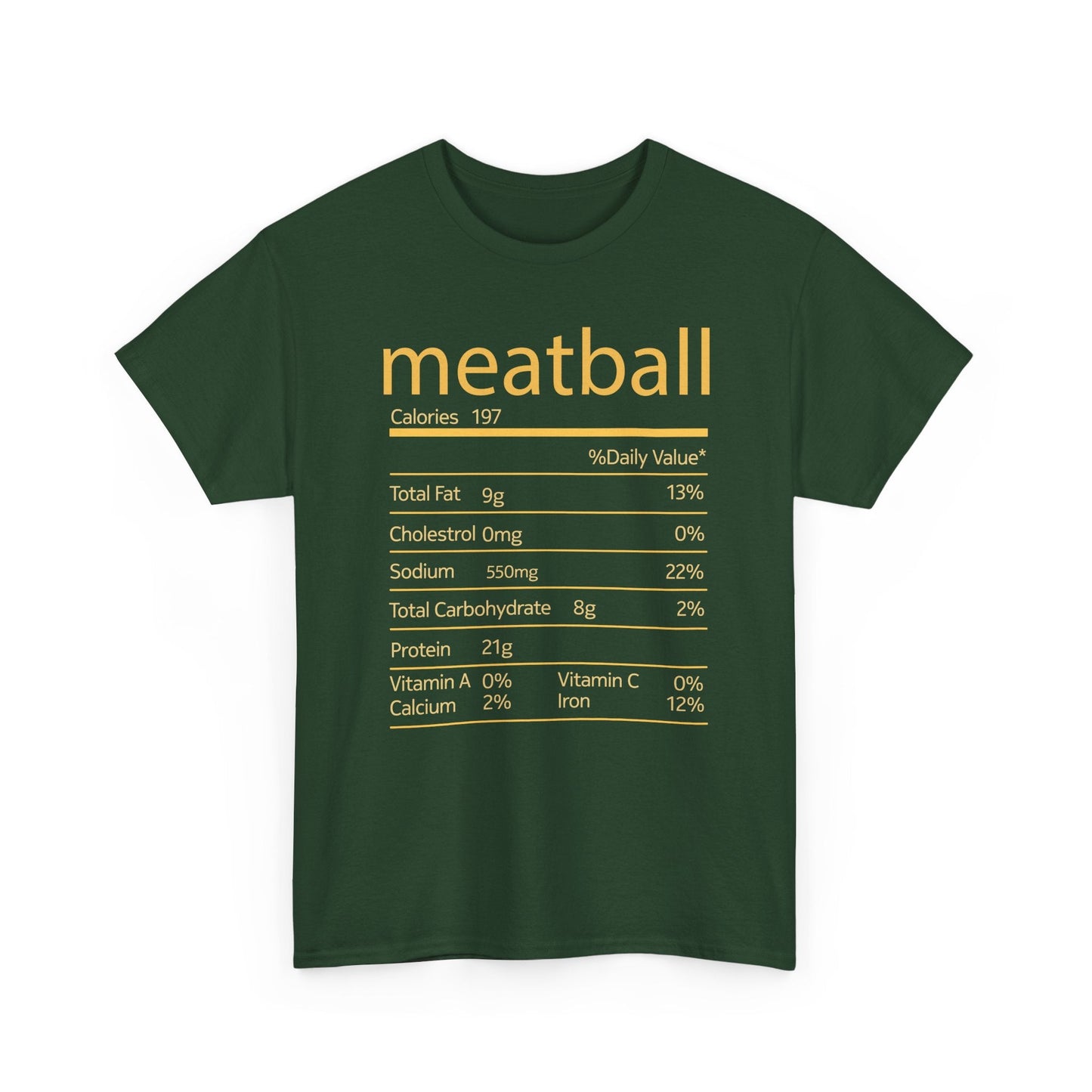Meatball Nutrition Facts Funny Thanksgiving Christmas T-Shirt