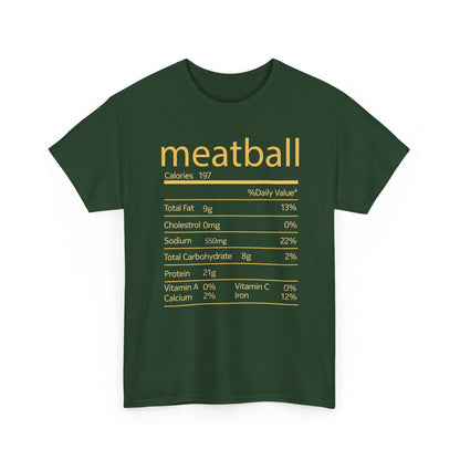 Meatball Nutrition Facts Funny Thanksgiving Christmas T-Shirt