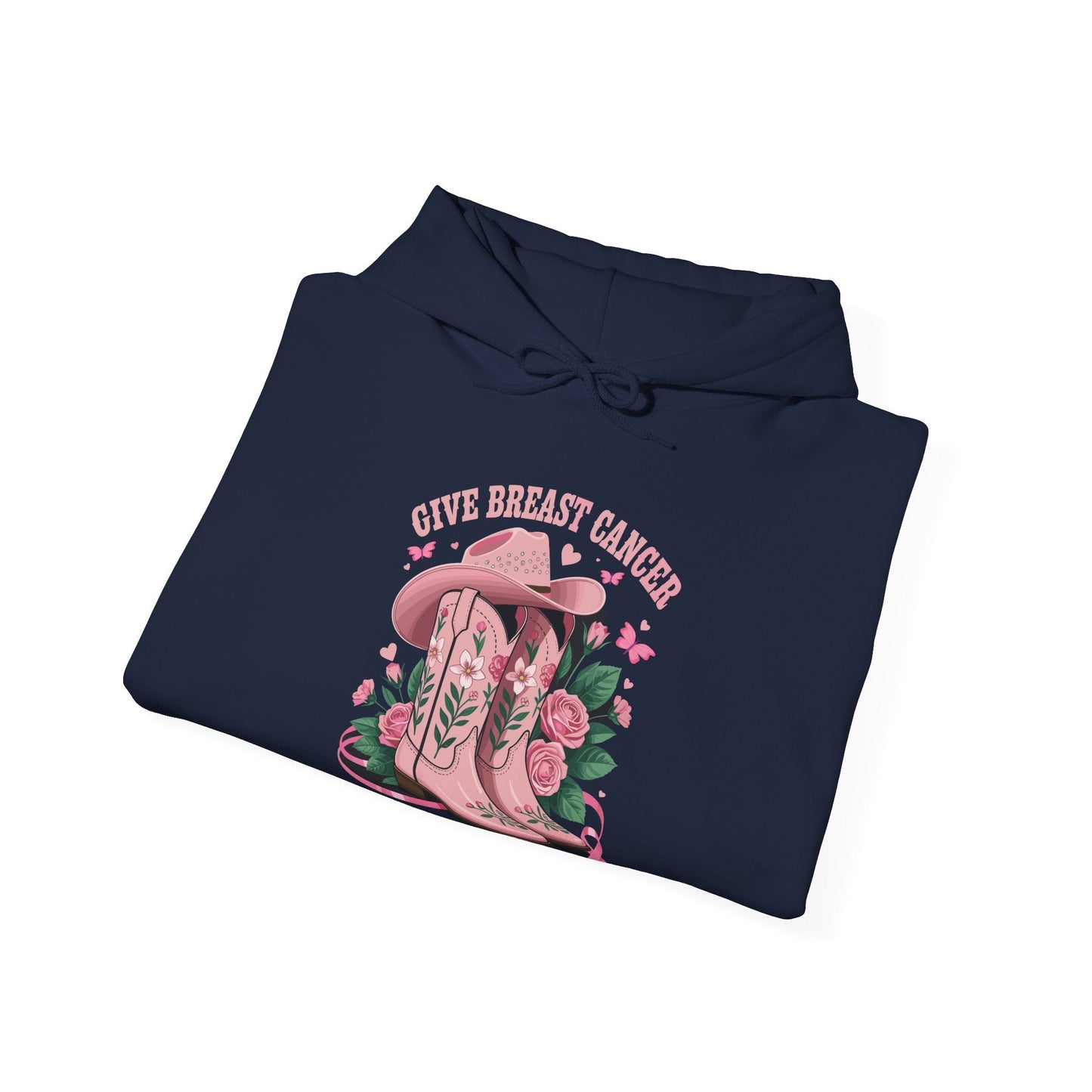 Give Breast Cancer The Boot Cowgirl Cancer Awareness Ribbon Hoodie