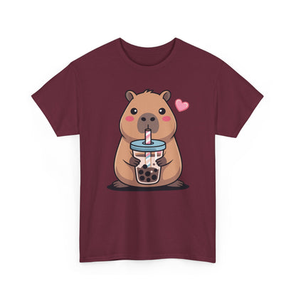 Cute Capybara Kawaii Anime Drinking Bubble Tea Lover Girls T-Shirt