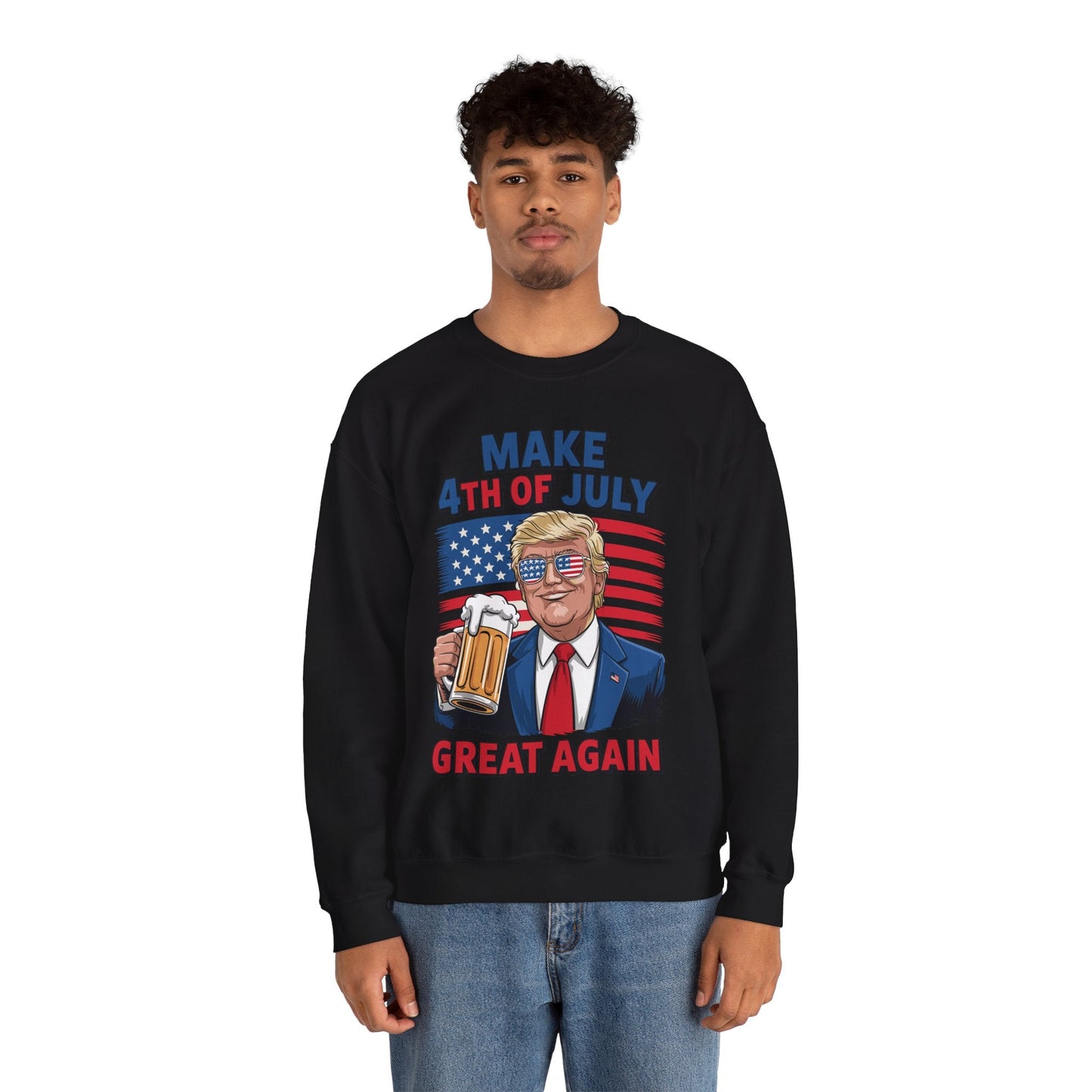 Trump Make 4th of July Great Again Men Drinking Beer Funny Sweatshirt