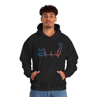 Heartbeat Cat Lover Animal Silhouette Cute Cat Hoodie