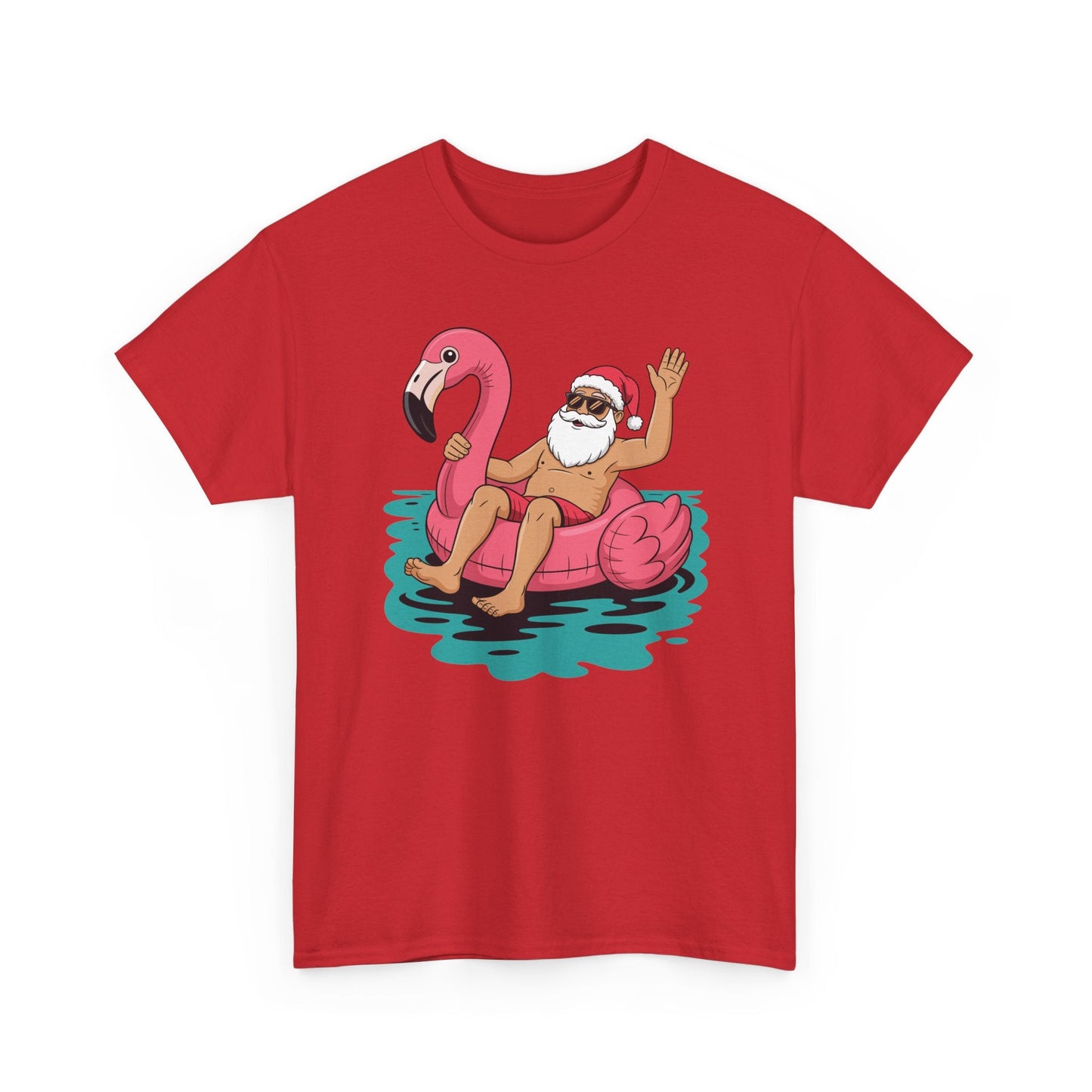 Santa Flamingo Floatie Funny Christmas In July Summer Xmas T-Shirt