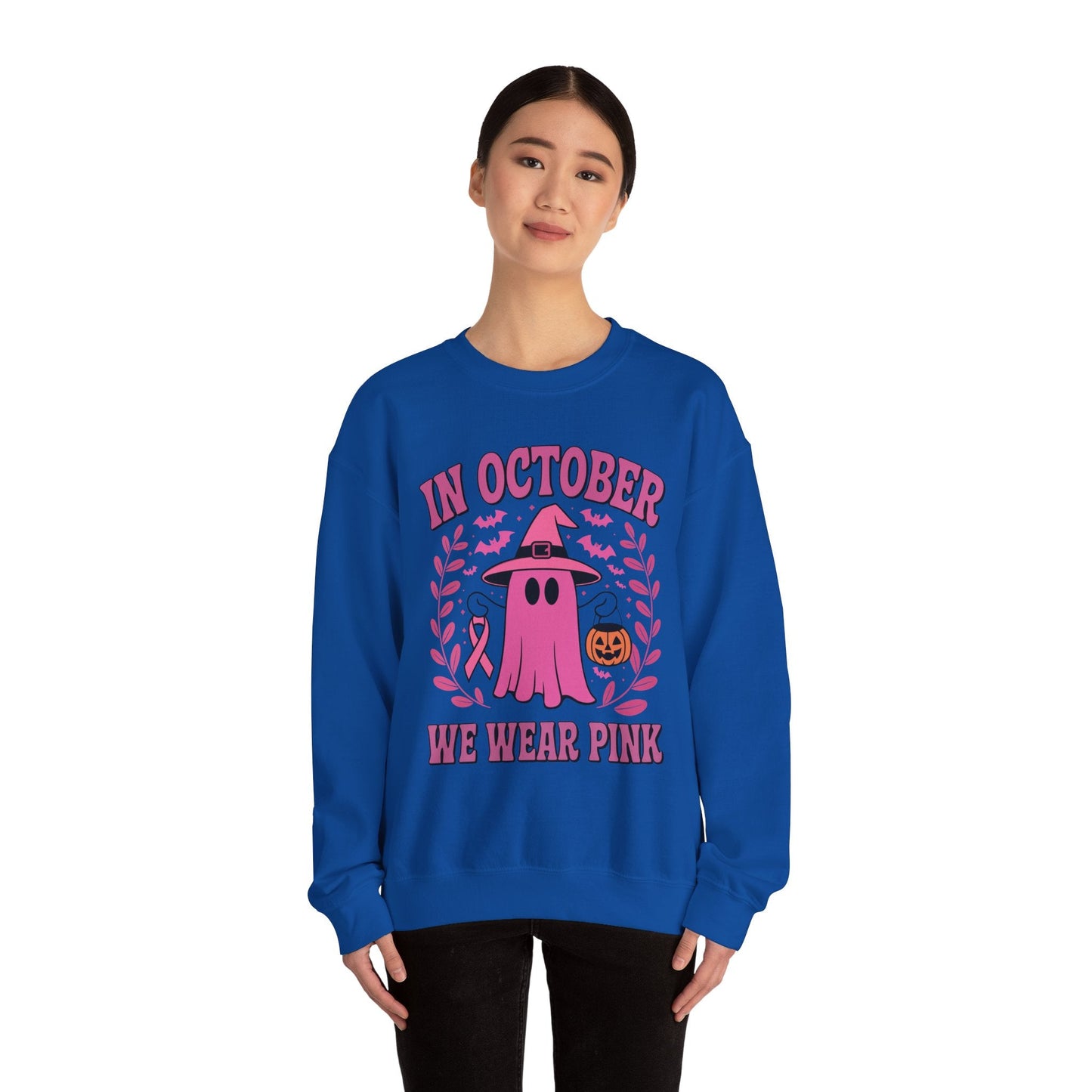 In October We Wear Pink Breast Cancer Awareness Halloween Sweatshirt
