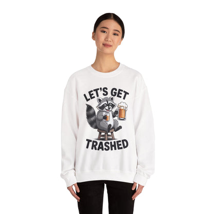 Funny Let's Get Trashed Raccoon Meme Humor Beer Drinking Sweatshirt