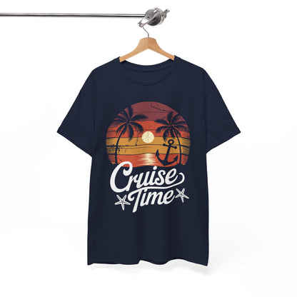 On Cruise Time Coconut Tree Graphic Summer Vacation Cruising T-shirt