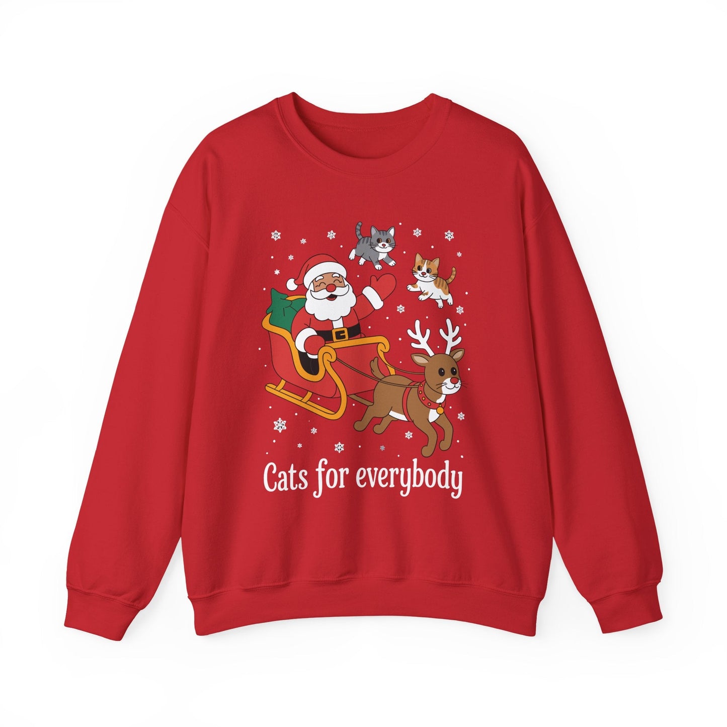 Cats For Everybody Christmas Cat Funny Xmas Women Santa Sweatshirt