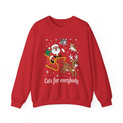 Cats For Everybody Christmas Cat Funny Xmas Women Santa Sweatshirt