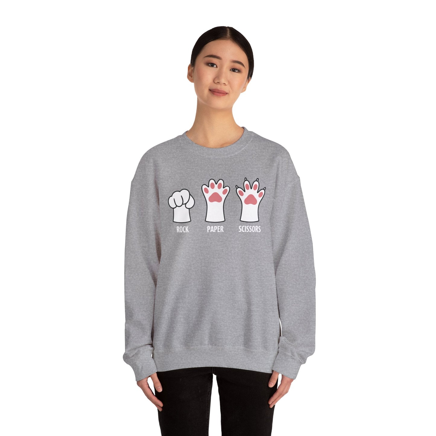 Funny  Introvert Cat Animal Rescue Rock Paper Scissors Cute Paw Cat Sweatshirt