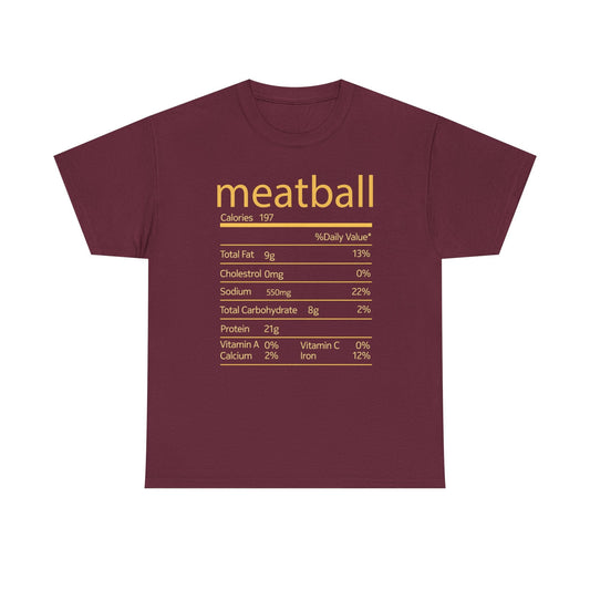 Meatball Nutrition Facts Funny Thanksgiving Christmas T-Shirt