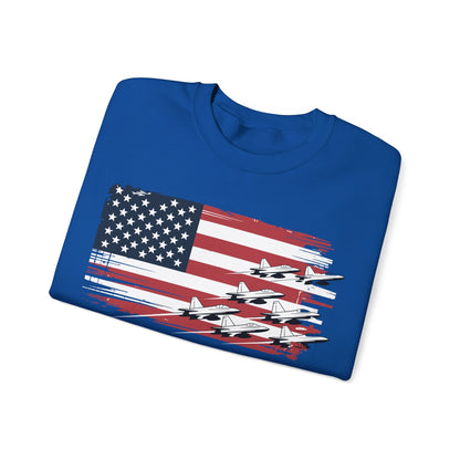 Patriotic Red White Blue USA Flag Fighter Jets 4th of July Sweatshirt