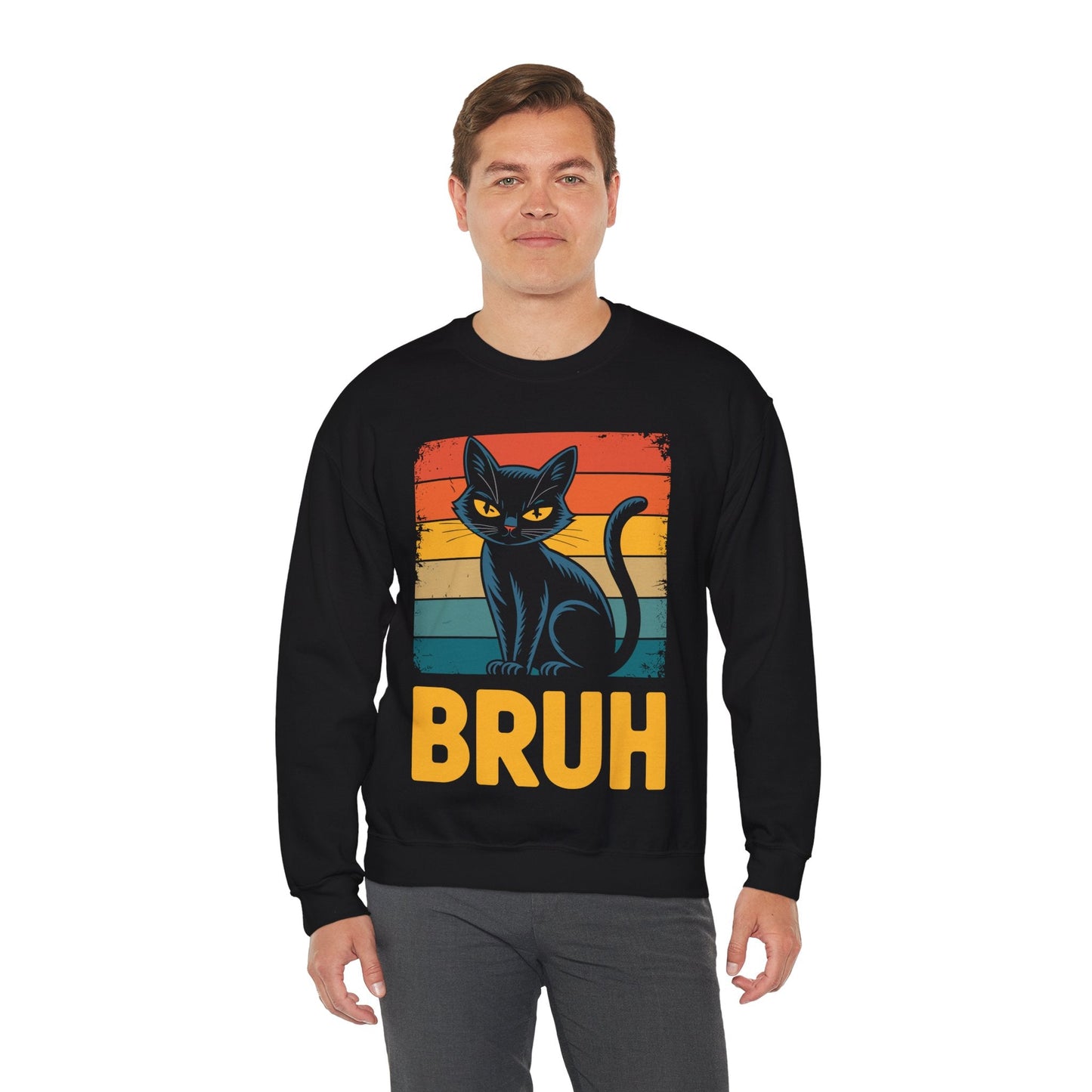 Funny Cat Bruh For Teens Boys Girls Men Women Meme Graphic Sweatshirt