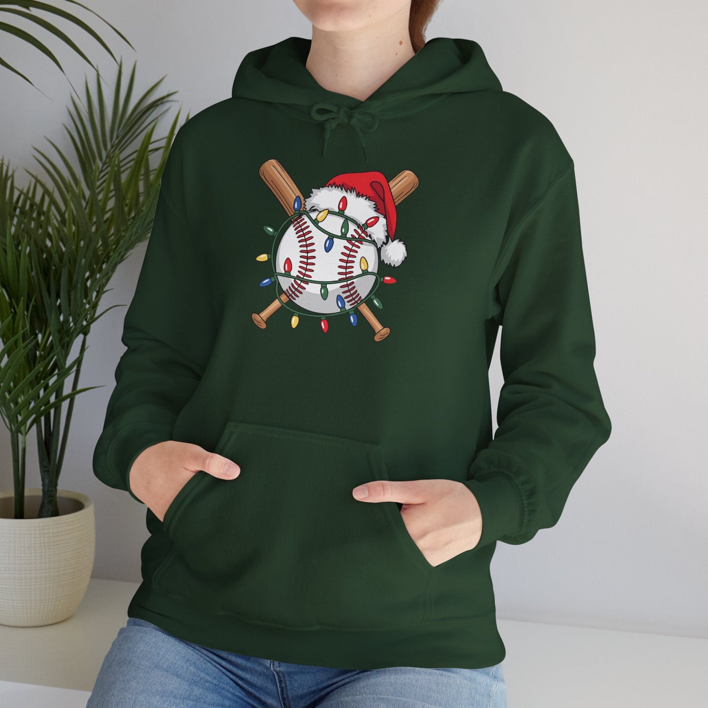 Santa Sports Design For Men Boys Christmas Baseball Player Hoodie