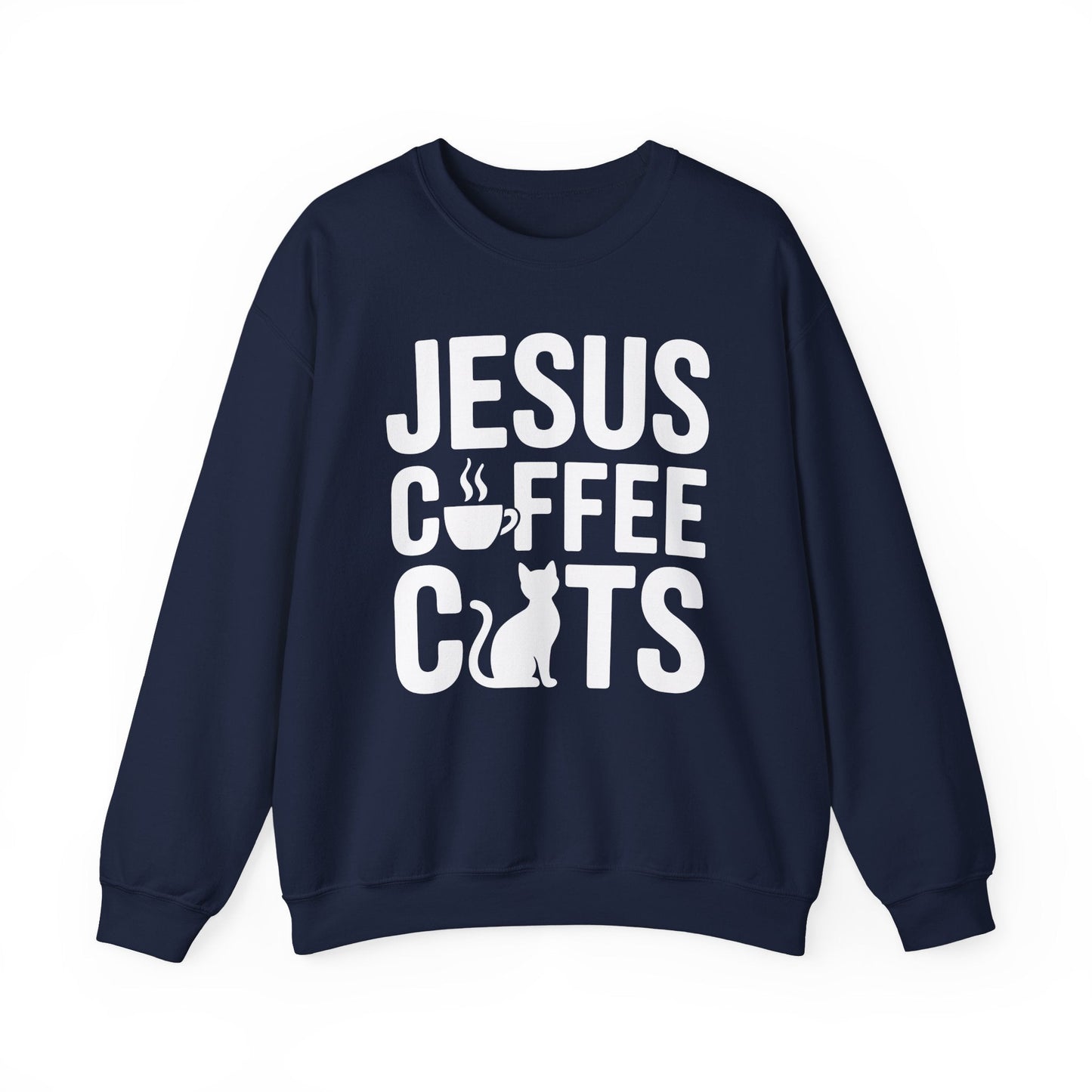 Christian Jesus, Coffee, Cats - Religous Cat Caffeine Lover Sweatshirt