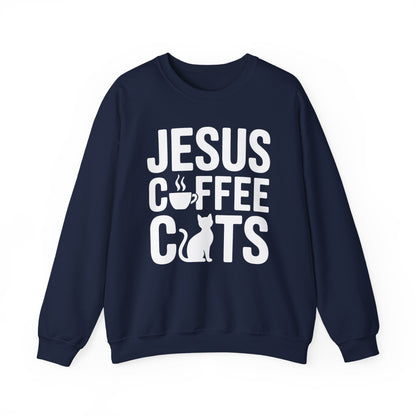 Christian Jesus, Coffee, Cats - Religous Cat Caffeine Lover Sweatshirt