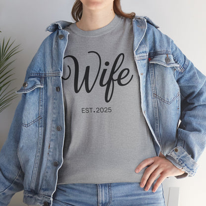 Wife Est 2025 Just Married Honeymoon Wedding Couples T-Shirt