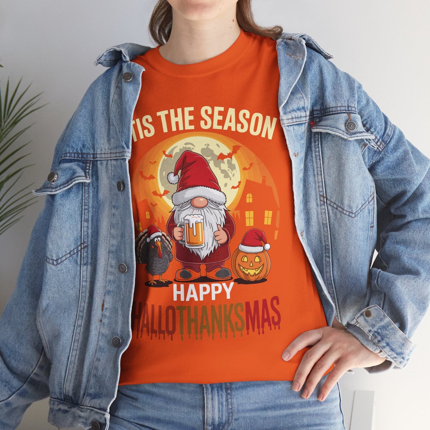 Happy Hallothanksmas Halloween Thanksgiving Merry Christmas T-Shirt