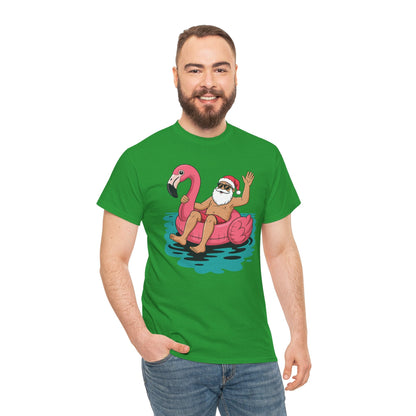 Santa Flamingo Floatie Funny Christmas In July Summer Xmas T-Shirt