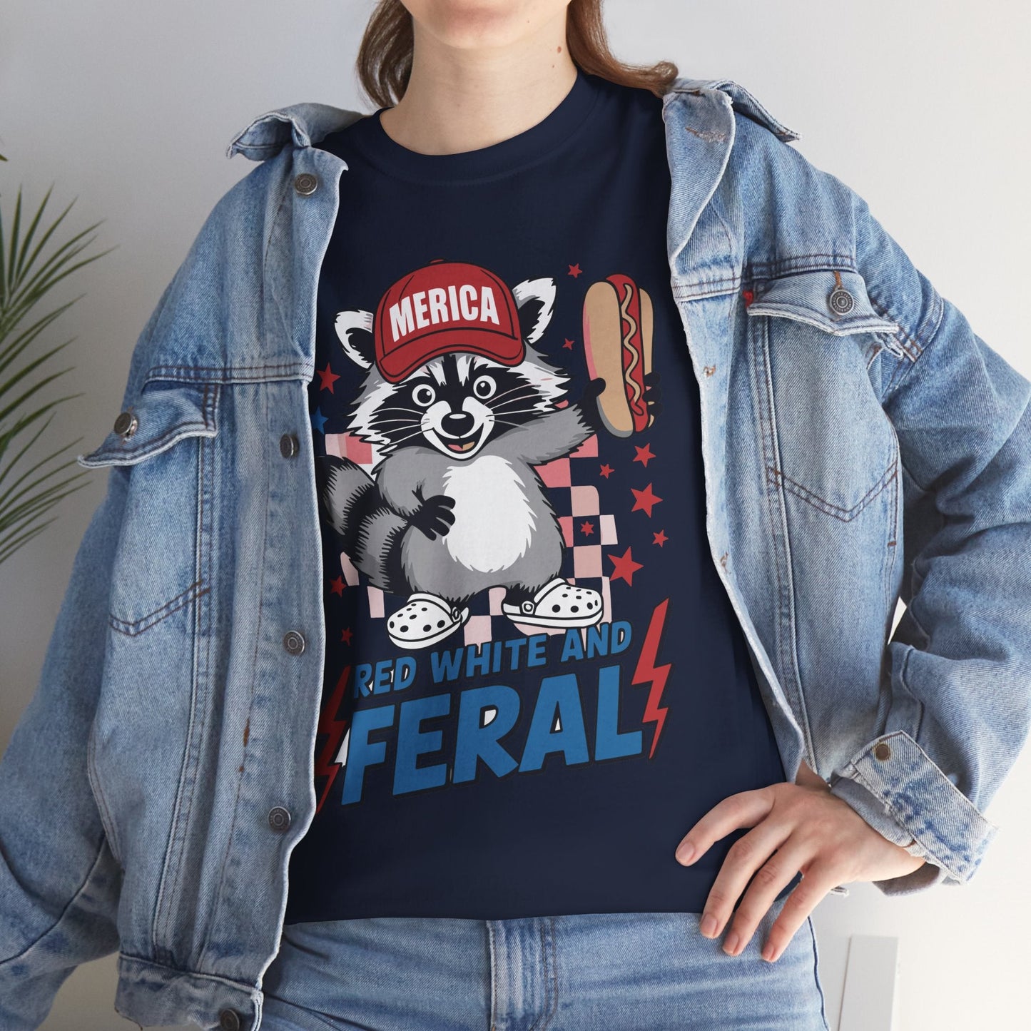 Red White And Feral Raccoon 4th of July Saying Meme T-Shirt