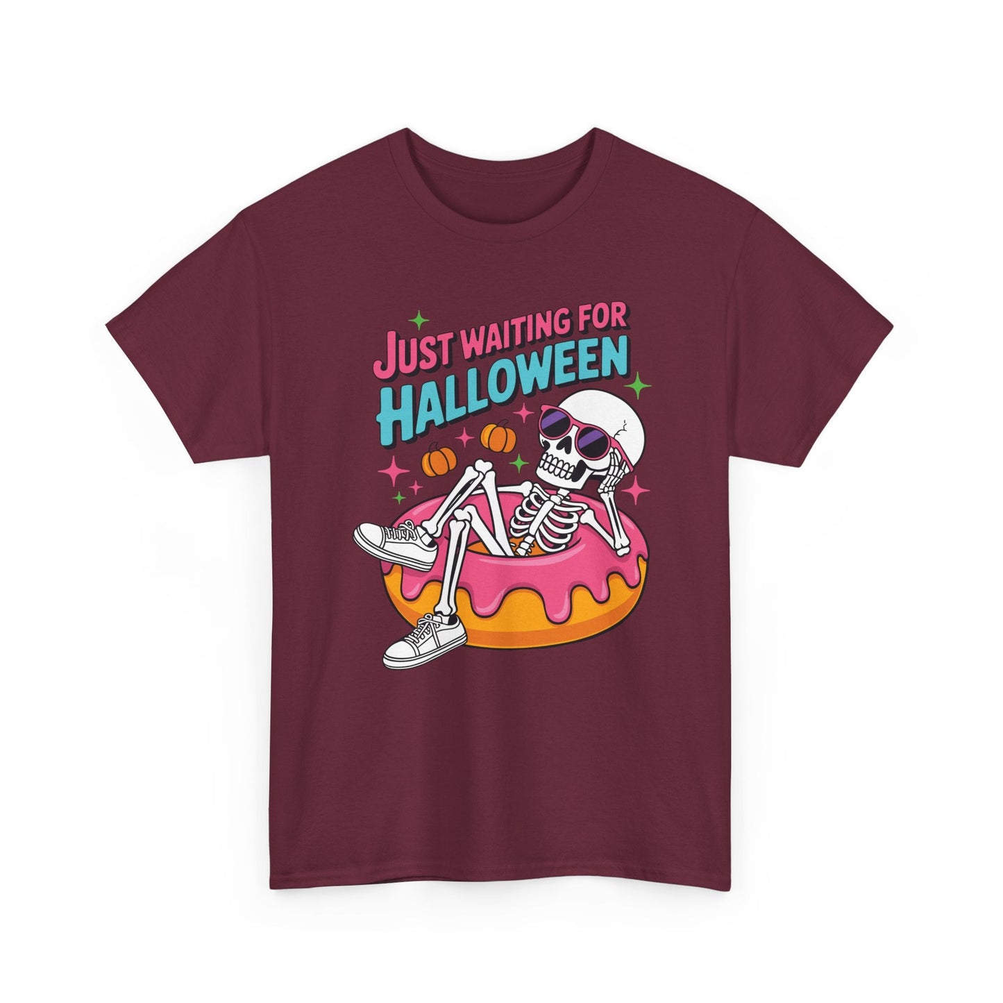 Just Waiting For Halloween Skeleton Donut Summerween Vibes T-Shirt