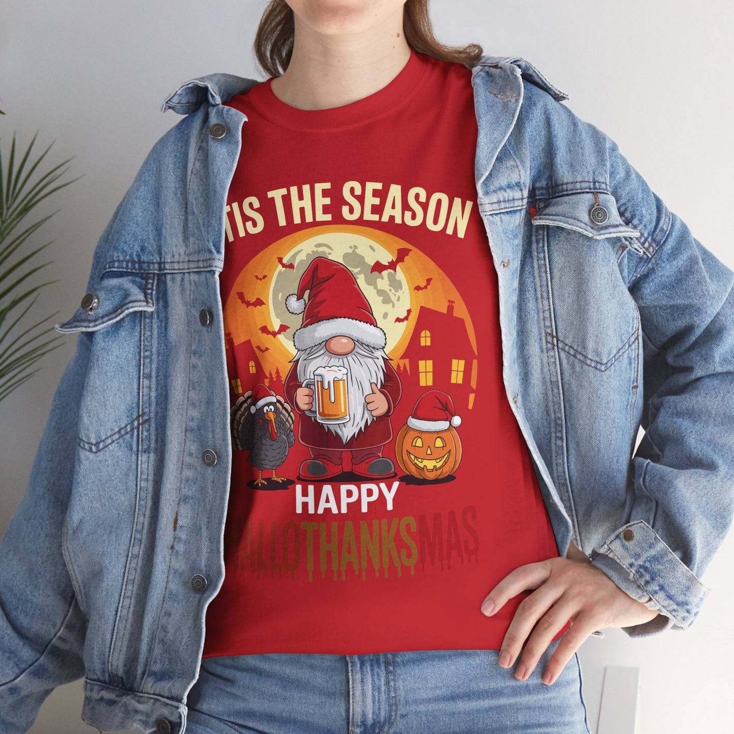 Happy Hallothanksmas Halloween Thanksgiving Merry Christmas T-Shirt