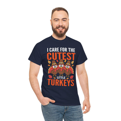 Care For Little Turkeys Nurse Fall Thanksgiving Scrub Top T-Shirt