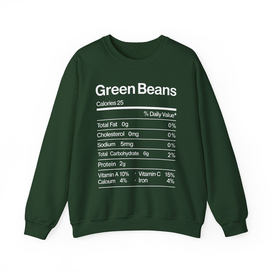 Green Beans Nutrition Facts Funny Thanksgiving Christmas Sweatshirt