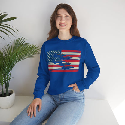 Vintage American Flag USA Fighter Jets 4th of July Patriotic Sweatshirt