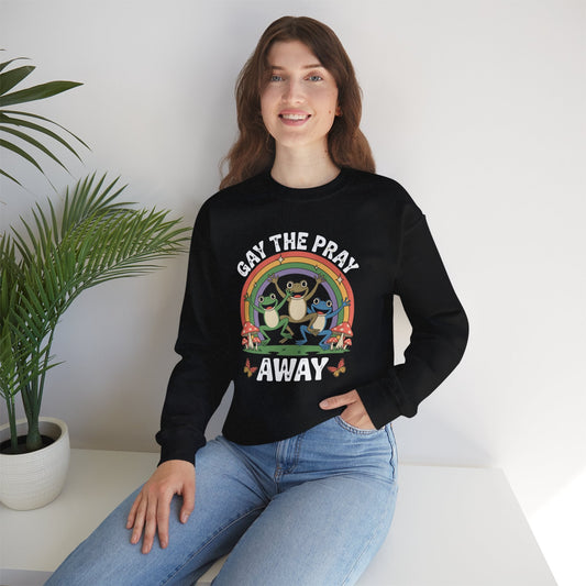 Gay The Pray Away Rainbow LGBT Pride Funny Meme Frogs Sweatshirt