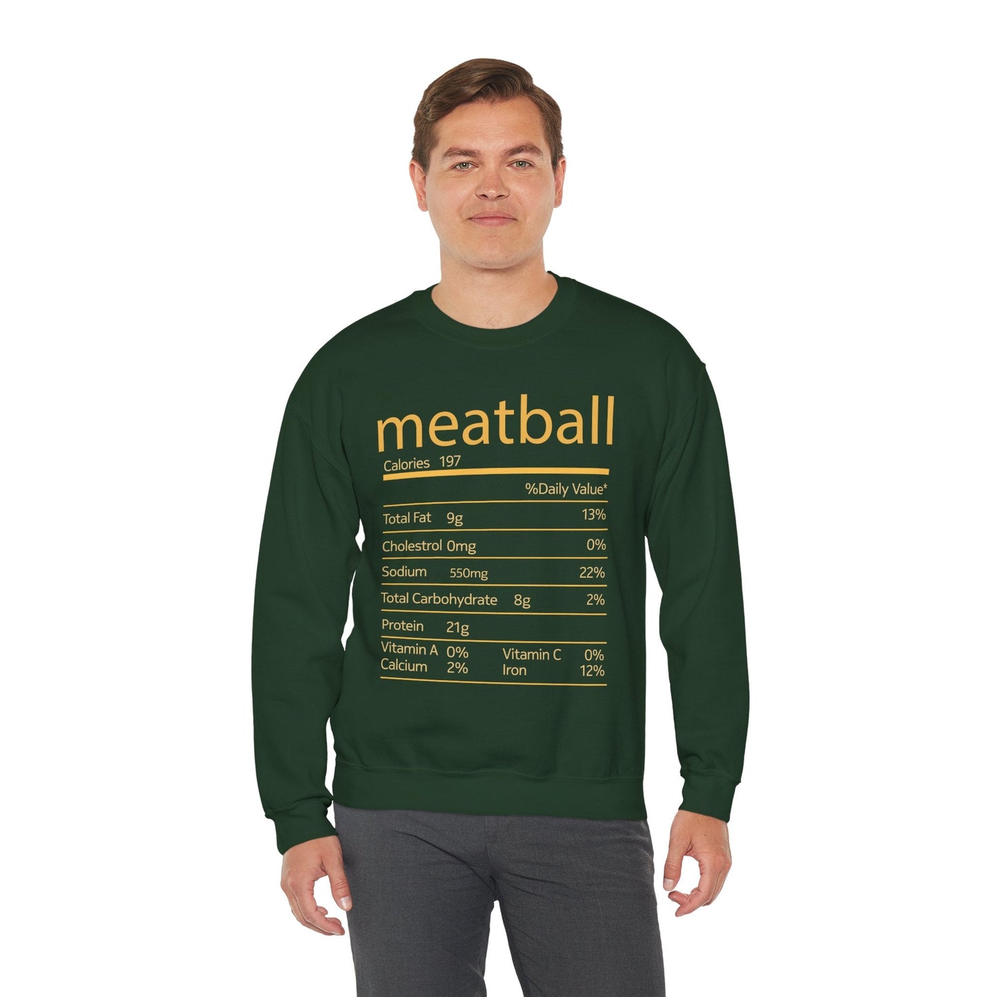 Meatball Nutrition Facts Funny Thanksgiving Christmas Sweatshirt