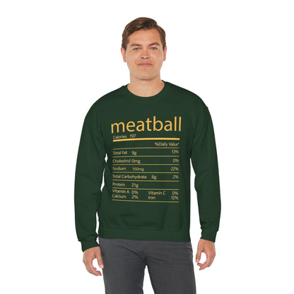 Meatball Nutrition Facts Funny Thanksgiving Christmas Sweatshirt
