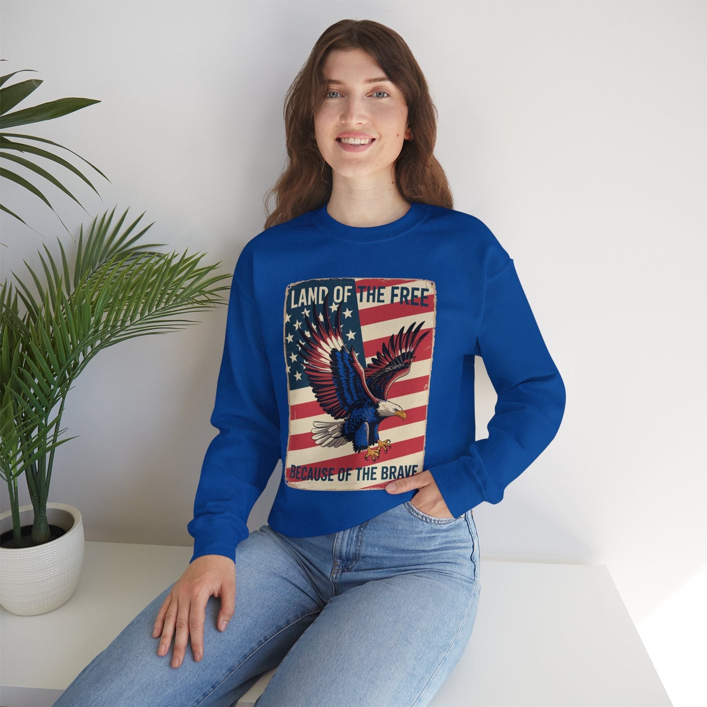 America Eagle Land of the Free Because of the Brave Sweatshirt
