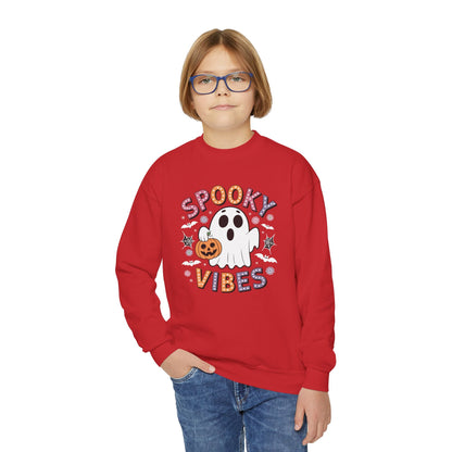 Spooky Vibes Ghost Retro Groovy Halloween Kids Sweatshirt