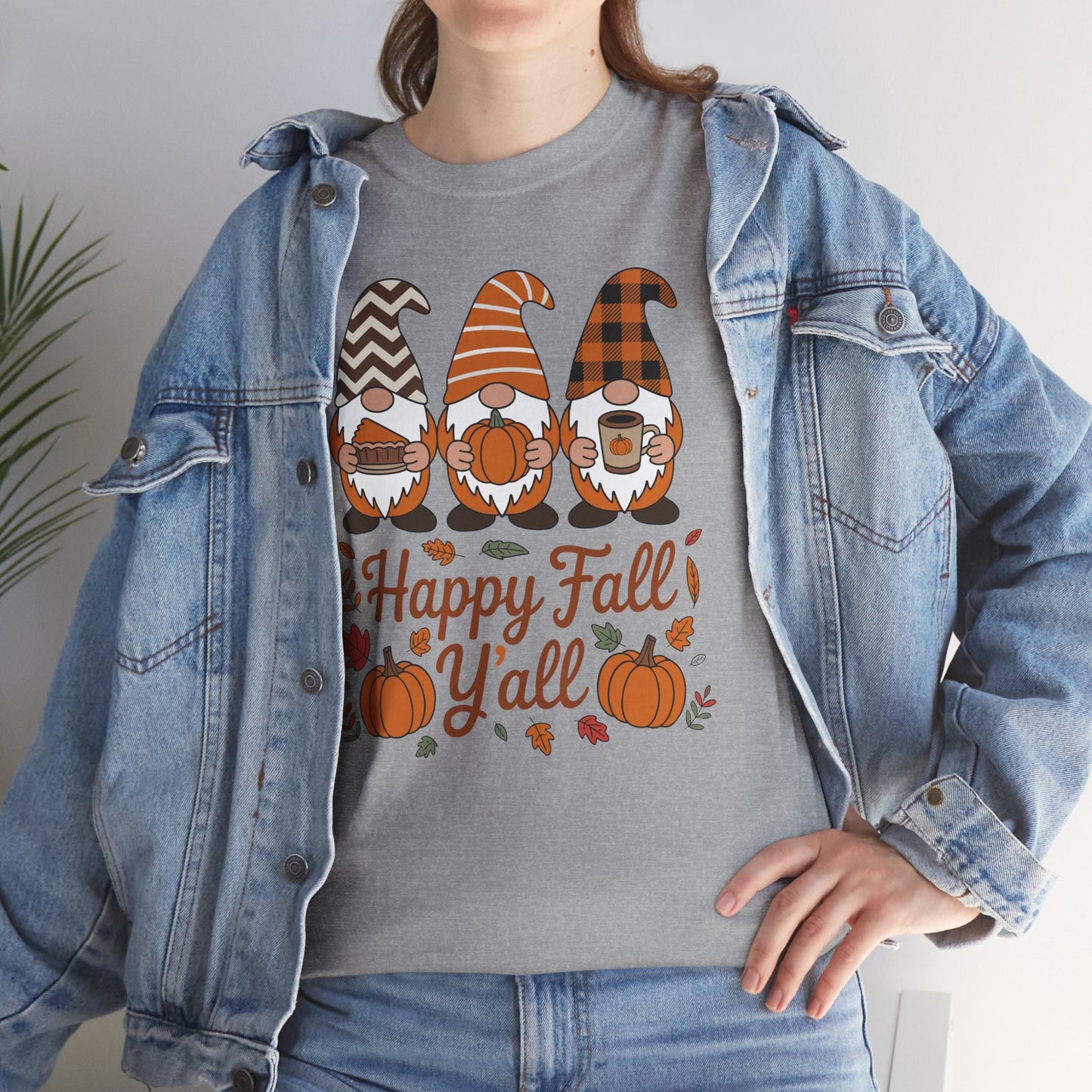 Happy Fall Y'all Gnome Pumpkin Autumn Thanksgiving Men Women T-Shirt