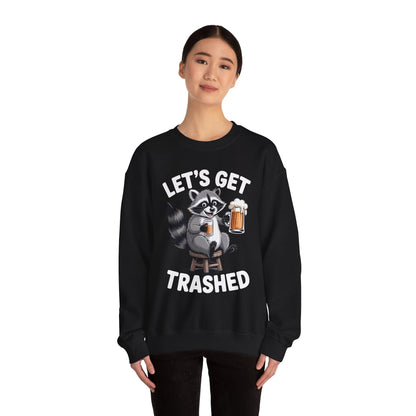 Funny Let's Get Trashed Raccoon Meme Humor Beer Drinking Sweatshirt