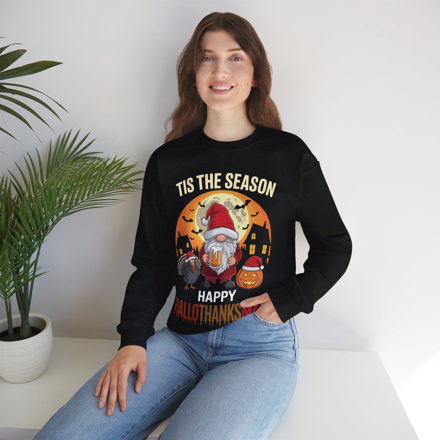 Happy Hallothanksmas Halloween Thanksgiving Merry Christmas Sweatshirt