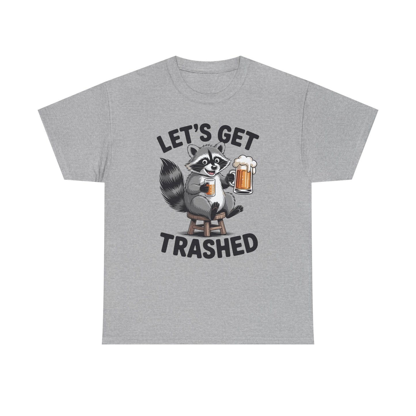 Funny Let's Get Trashed Raccoon Meme Humor Beer Drinking T-Shirt