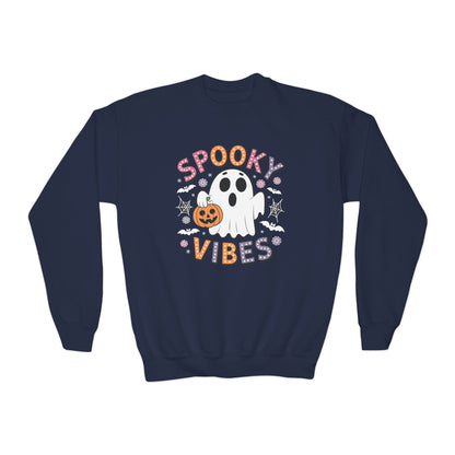 Spooky Vibes Ghost Retro Groovy Halloween Kids Sweatshirt